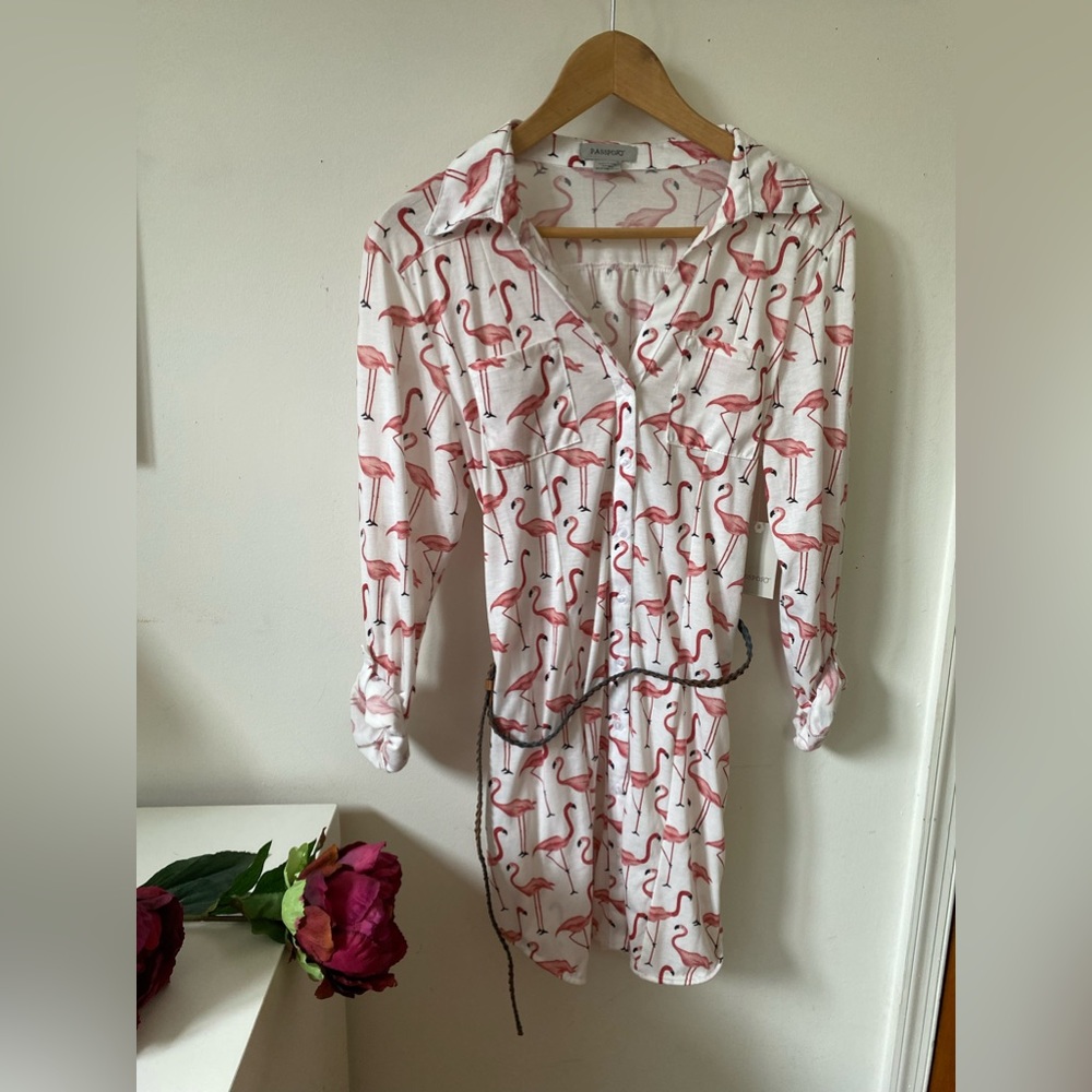 Passport pink flamingo shirtdress Size Medium